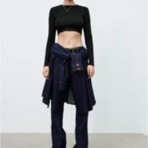Zara black long sleeved crop top